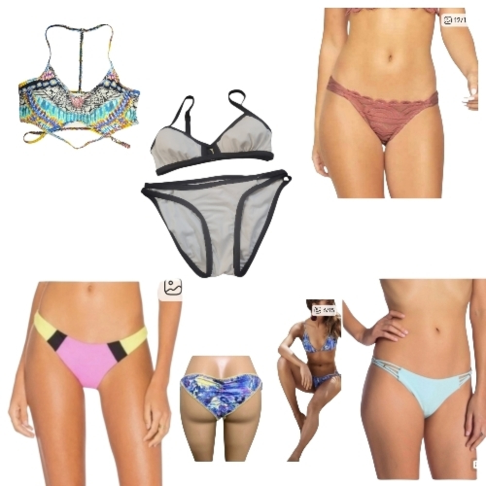 Swimsuit Bundle Bikini Lot Separates Cheeky Strappy Triangle Top Swimwear